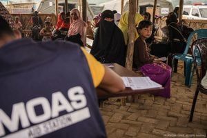 A Rohingya woman victim of violence in Myanmar assisted by MOAS after meeting Pope Francis